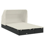 2-Person Sunbed with Foldable Roof Black 213x118x97 cm Poly Rattan - Top-Down View