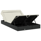 2-Person Sunbed with Foldable Roof Black 213x118x97 cm Poly Rattan - Extra Image