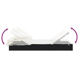 2-Person Sunbed with Foldable Roof Black 213x118x97 cm Poly Rattan - Extra Image