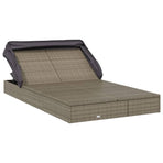 2-Person Sunbed with Foldable Roof Grey 213x118x97 cm