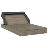 2-Person Sunbed with Foldable Roof Grey 213x118x97 cm Poly Rattan - Side View