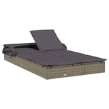 2-Person Sunbed with Foldable Roof Grey 213x118x97 cm Poly Rattan - Extra Image