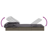 2-Person Sunbed with Foldable Roof Grey 213x118x97 cm Poly Rattan