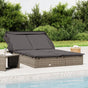 2-Person Sunbed with Foldable Roof Grey 213x118x97 cm