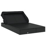 2-Person Sunbed with Foldable Roof Black 213x118x97 cm Poly Rattan - Side View