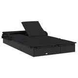 2-Person Sunbed with Foldable Roof Black 213x118x97 cm Poly Rattan - Extra Image