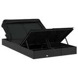 2-Person Sunbed with Foldable Roof Black 213x118x97 cm Poly Rattan - Extra Image