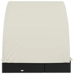2-Person Sunbed with Round Roof Black 211x112x140cm Poly Rattan