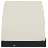 2-Person Sunbed with Round Roof Black 211x112x140 cm Poly Rattan - Rear View