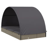 2-Person Sunbed with Round Roof Grey 211x112x140 cm Poly Rattan - Top-Down View