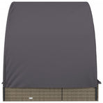 2-Person Sunbed with Round Roof Grey 211x112x140 cm Poly Rattan