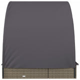 2-Person Sunbed with Round Roof Grey 211x112x140 cm Poly Rattan - Rear View