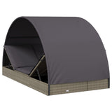2-Person Sunbed with Round Roof Grey 211x112x140 cm Poly Rattan - Extra Image