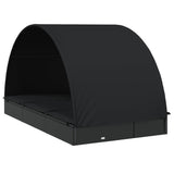 2-Person Sunbed with Round Roof Black 211x112x140 cm Poly Rattan - Top-Down View