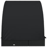 2-Person Sunbed with Round Roof Black 211x112x140 cm Poly Rattan - Rear View