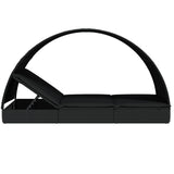 2-Person Sunbed with Round Roof Black 211x112x140 cm Poly Rattan - Close-Up Angle