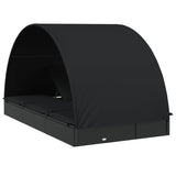 2-Person Sunbed with Round Roof Black 211x112x140 cm Poly Rattan - Low Angle