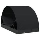 2-Person Sunbed with Round Roof Black 211x112x140 cm Poly Rattan - Extra Image