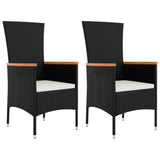 Garden Chairs with Cushions 2 pcs Poly Rattan Black - Front View