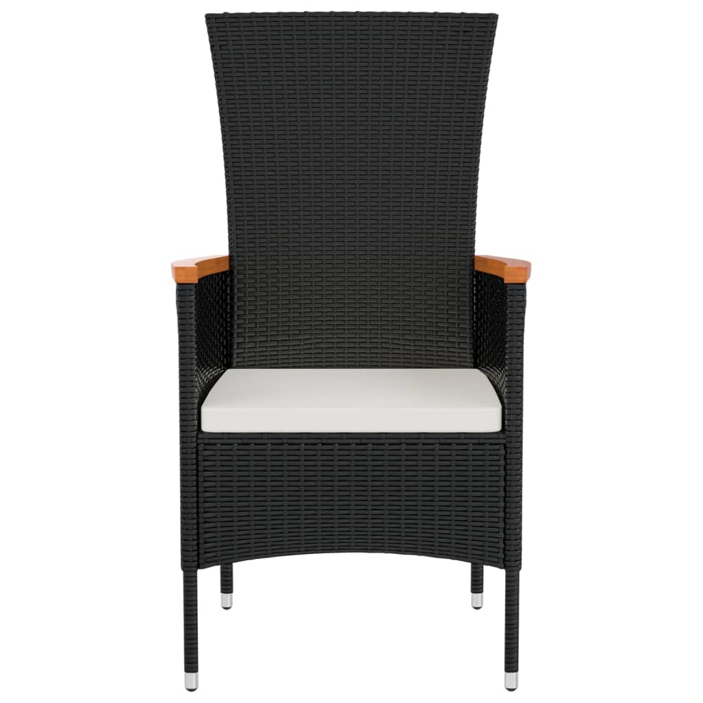 Garden Chairs with Cushions 2 pcs Poly Rattan Black