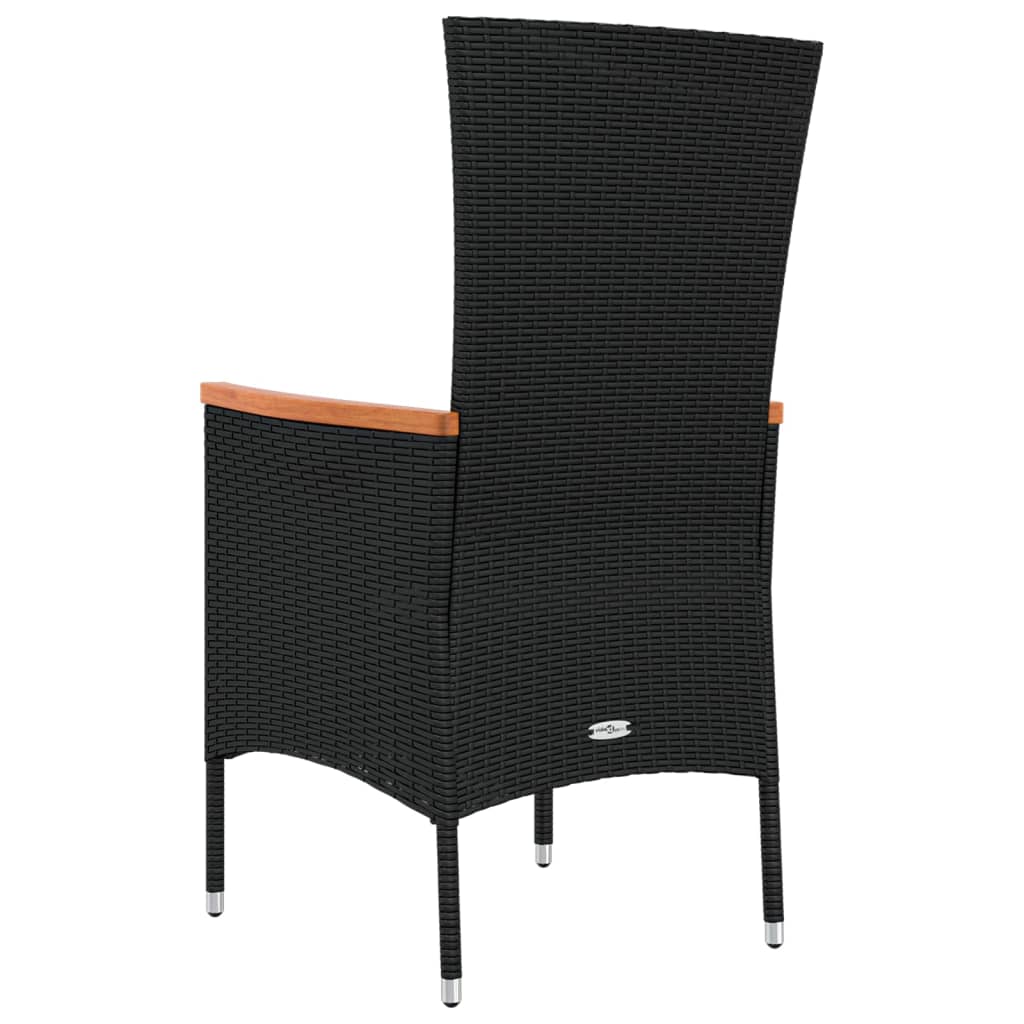 Garden Chairs with Cushions 2 pcs Poly Rattan Black