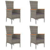 Garden Chairs with Cushions 4 pcs Poly Rattan Grey