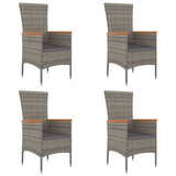 Garden Chairs with Cushions 4 pcs Poly Rattan Grey - Front View