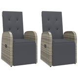 Reclining Garden Chairs with Cushions 2 pcs Grey Poly Rattan