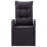 Reclining Garden Chairs with Cushions 2 pcs Black Poly Rattan