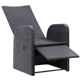 Reclining Garden Chairs with Cushions 2 pcs Black Poly Rattan - Rear View