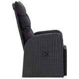 Reclining Garden Chairs with Cushions 2 pcs Black Poly Rattan - Close-Up Angle