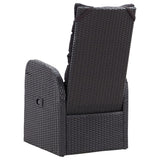 Reclining Garden Chairs with Cushions 2 pcs Black Poly Rattan - Low Angle