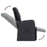 Reclining Garden Chairs with Cushions 2 pcs Black Poly Rattan - Extra Image