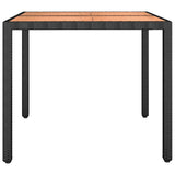 Garden Table with Wooden Top Black Poly Rattan&Solid Wood Acacia - Top-Down View