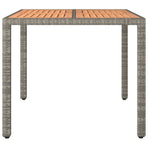 Garden Table with Wooden Top Grey Poly Rattan&Solid Wood Acacia
