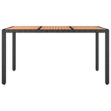 Garden Table with Wooden Top Black Poly Rattan&Solid Wood Acacia - Side View