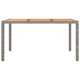 Garden Table with Wooden Top Grey Poly Rattan&Solid Wood Acacia - Side View
