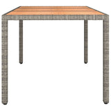 Garden Table with Wooden Top Grey Poly Rattan&Solid Wood Acacia