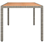 Garden Table with Wooden Top Grey Poly Rattan&Solid Wood Acacia