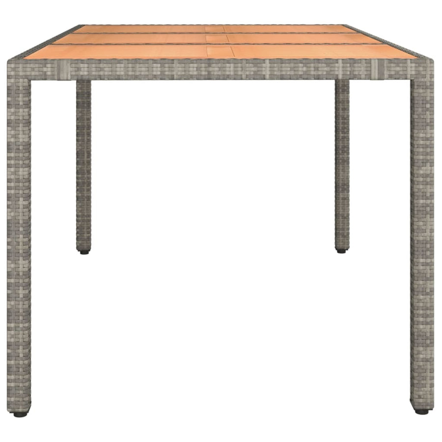 Garden Table with Wooden Top Grey Poly Rattan&Solid Wood Acacia