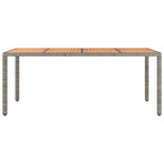 Garden Table with Wooden Top Grey Poly Rattan&Solid Wood Acacia