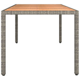 Garden Table with Wooden Top Grey Poly Rattan&Solid Wood Acacia - Top-Down View