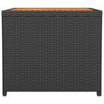 Tea Table with Wooden Top Black Poly Rattan&Solid Wood Acacia