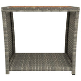 Tea Table with Wooden Top Grey Poly Rattan&Solid Wood Acacia