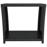 Tea Table with Glass Top Black Poly Rattan&Tempered Glass - Side View