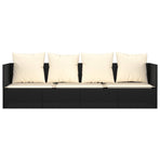 Outdoor Lounge Bed with Cushions Black Poly Rattan