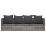 Outdoor Lounge Bed with Cushions Grey Poly Rattan - Side View