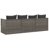 Outdoor Lounge Bed with Cushions Grey Poly Rattan - 45-Degree Angle
