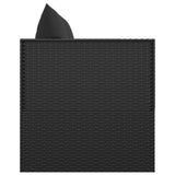 Outdoor Lounge Bed with Cushions Black Poly Rattan - Top-Down View