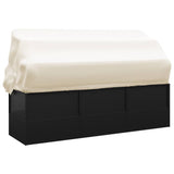 Outdoor Lounge Bed with Roof and Cushions Black Poly Rattan - 45-Degree Angle
